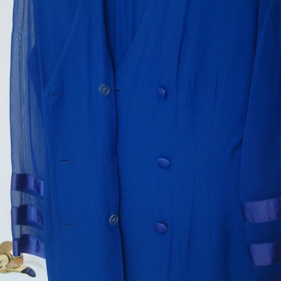Joseph Ribkoff Sz14 Blue 2 Piece Dress Set Double Breasted Jacket & Skirt - Picture 6 of 12